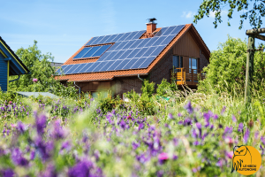 maison en autoconso solaine avec des panneaux pas cher sur le toit